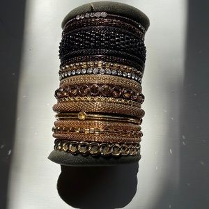 Bangles by RJ Graziano. GLAM 13 total  Goldtone bangles. Size Small